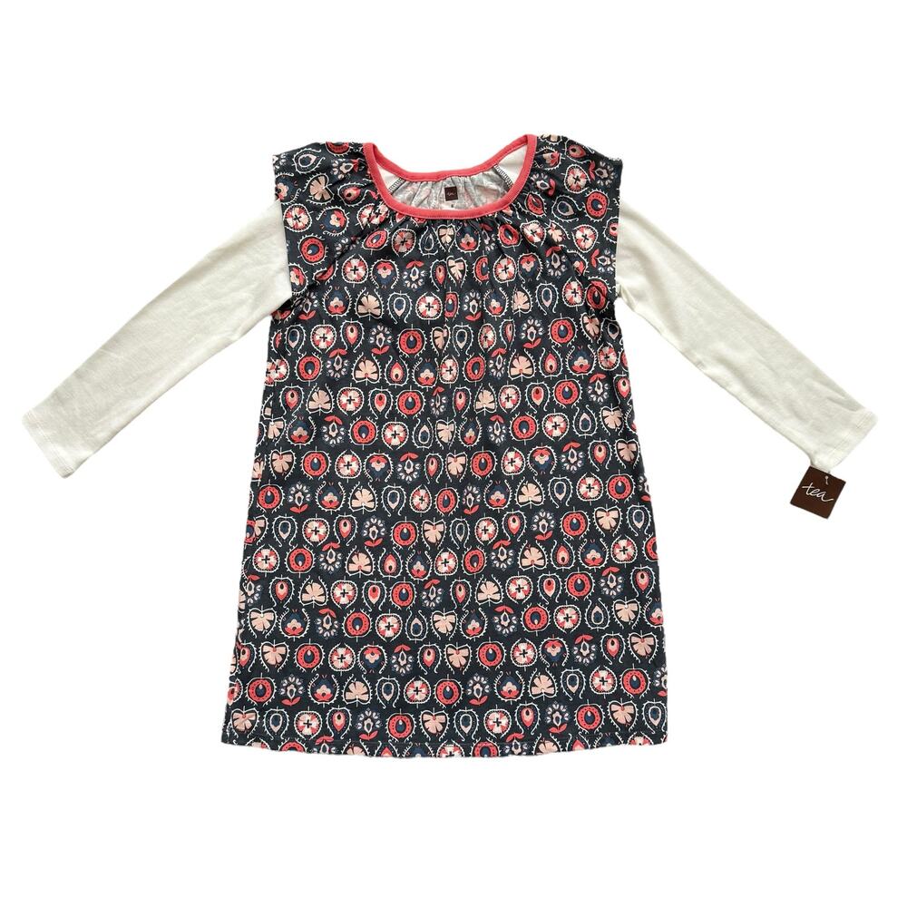 NWT Tea Collection Layered Sleeve Patterned Dress Size 6